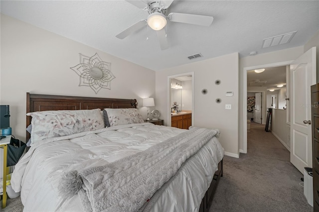 2349 Willimette Dr, Wesley Chapel, FL 33543 - bedroom featuring carpet floors, ceiling fan, and ensuite bathroom