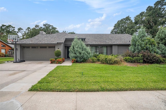 2701 Herndon St, Valrico, FL 33596 - single story home featuring a front lawn, stucco siding, a garage, driveway, and a chimney