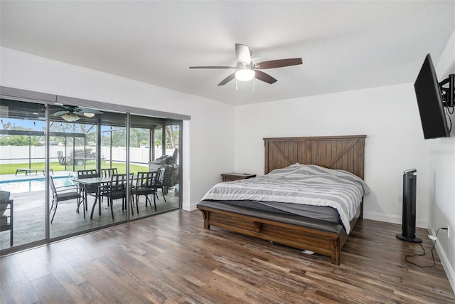 2701 Herndon St, Valrico, FL 33596 - bedroom featuring access to outside, wood finished floors, and a ceiling fan