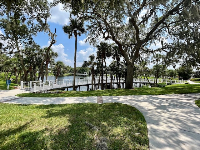 5720 Mockingbird Dr, New Port Richey, FL 34652 - dock with a water view and a lawn