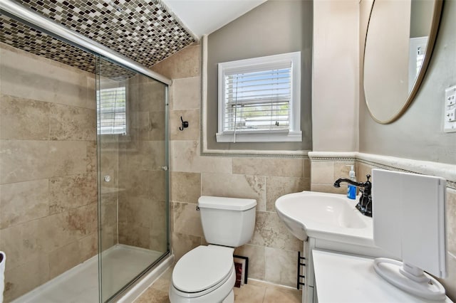 1722 Albemarle Rd, Clearwater, FL 33764 - bathroom featuring healthy amount of natural light, a stall shower, vanity, and tile walls