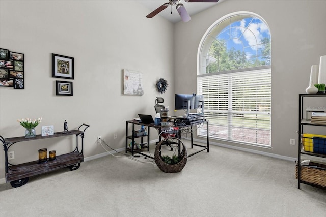 2900 W Lantana Dr, Beverly Hills, FL 34465 - carpeted office featuring a ceiling fan and baseboards