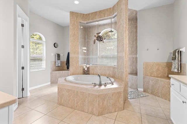 2900 W Lantana Dr, Beverly Hills, FL 34465 - bathroom with a bath, vanity, and tile patterned flooring