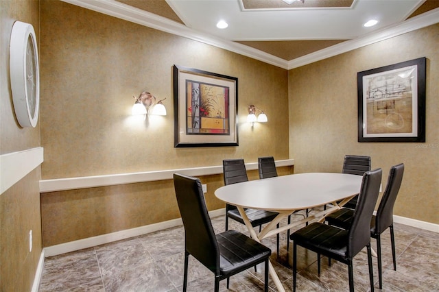 4221 W Spruce St Unit 2328, Tampa, FL 33607 - tiled dining room featuring ornamental molding and recessed lighting