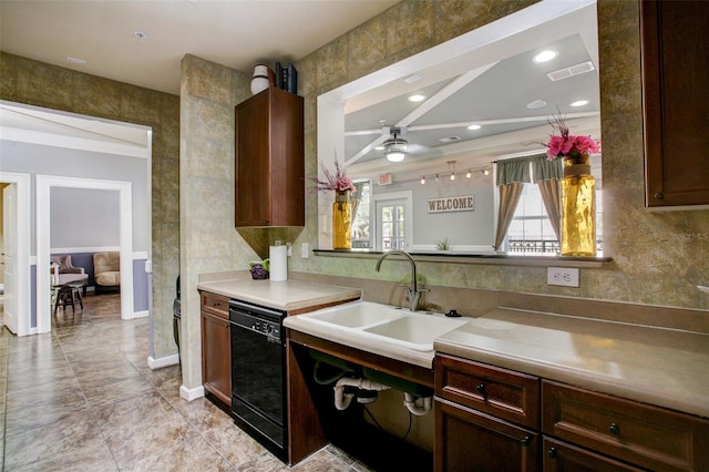 4221 W Spruce St Unit 2328, Tampa, FL 33607 - kitchen featuring dishwasher, a ceiling fan, light countertops, and recessed lighting