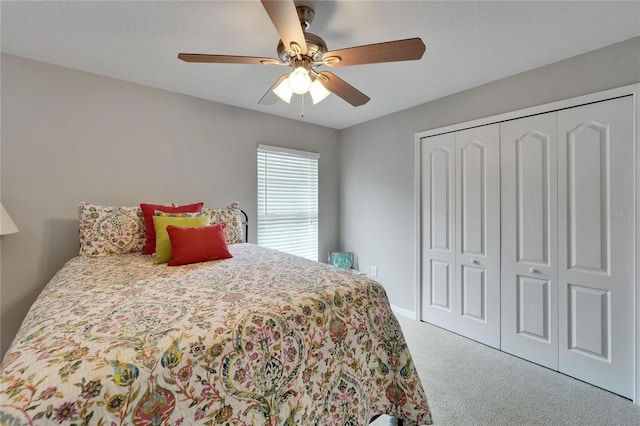 607 Tuscanny St, Brandon, FL 33511 - bedroom featuring carpet flooring, a closet, and ceiling fan