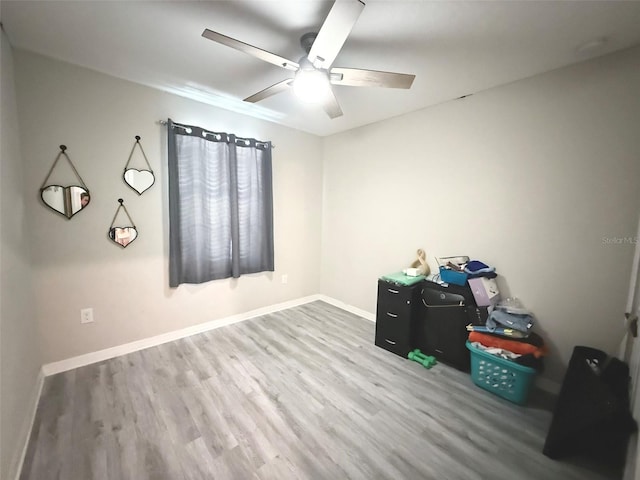 10221 Carloway Hills Dr, Wimauma, FL 33598 - unfurnished room with wood finished floors and a ceiling fan