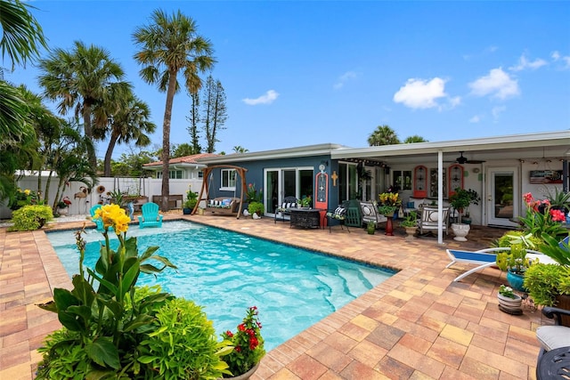 621 77th Ave, St Pete Beach, FL 33706 - view of pool with ceiling fan and a patio