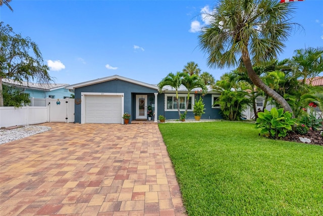 621 77th Ave, St Pete Beach, FL 33706 - ranch-style home featuring stucco siding, a garage, and decorative driveway