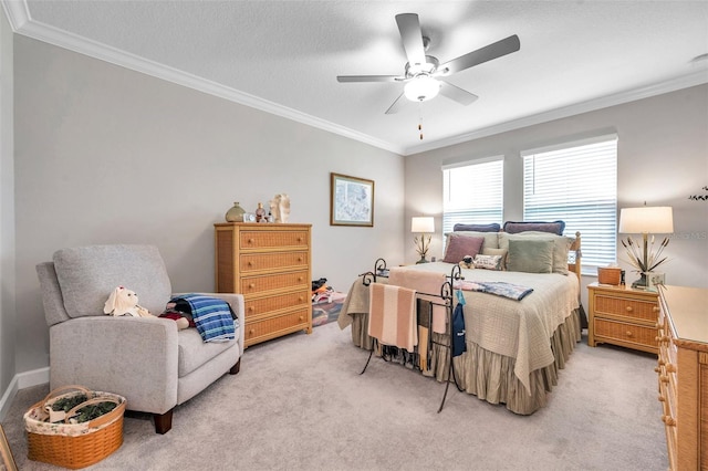 31530 Magna Gulf Loop, San Antonio, FL 33576 - bedroom with crown molding, light colored carpet, and a ceiling fan