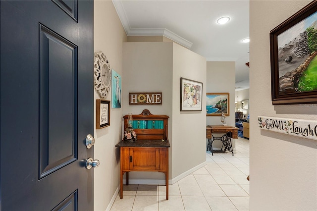8251 118th Ave Unit 8251, Largo, FL 33773 - foyer featuring ornamental molding, light tile patterned floors, and recessed lighting