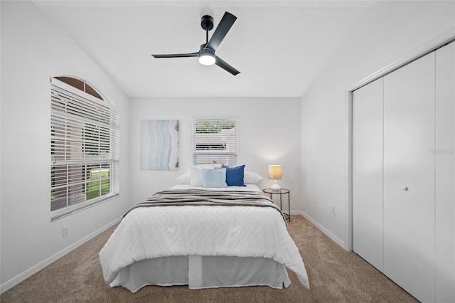 1760 W Shanelle Path, Lecanto, FL 34461 - carpeted bedroom featuring multiple windows, a closet, and ceiling fan