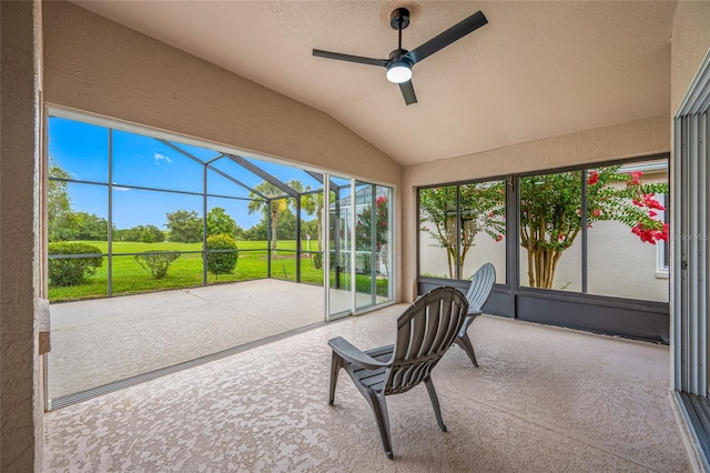 1760 W Shanelle Path, Lecanto, FL 34461 - sunroom with a ceiling fan and lofted ceiling