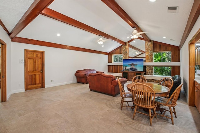 4128 Carrollwood Village Dr, Tampa, FL 33618 - dining space featuring plenty of natural light, a ceiling fan, and recessed lighting