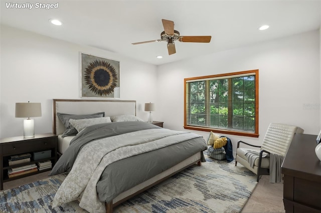 4128 Carrollwood Village Dr, Tampa, FL 33618 - bedroom with recessed lighting and a ceiling fan