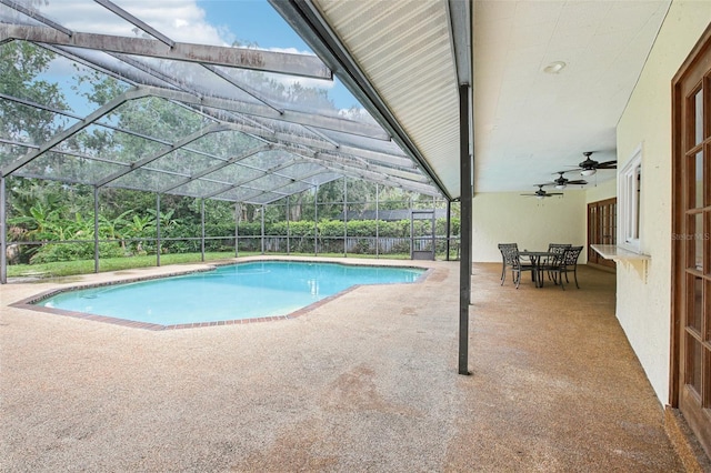 4128 Carrollwood Village Dr, Tampa, FL 33618 - view of pool with a patio, ceiling fan, and glass enclosure