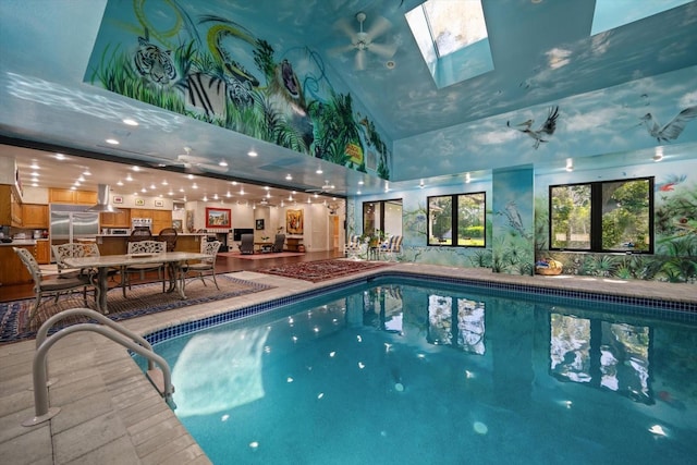 1835 Alicia Way, Clearwater, FL 33764 - indoor pool featuring a skylight