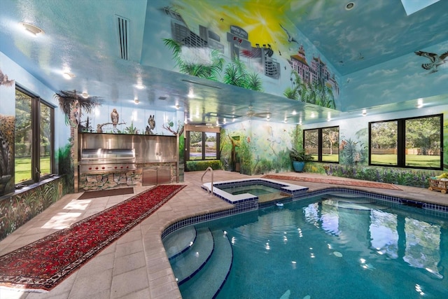 1835 Alicia Way, Clearwater, FL 33764 - view of swimming pool featuring grilling area and a pool with connected hot tub