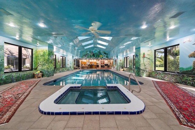 1835 Alicia Way, Clearwater, FL 33764 - view of pool with ceiling fan, a patio area, and a pool with connected hot tub