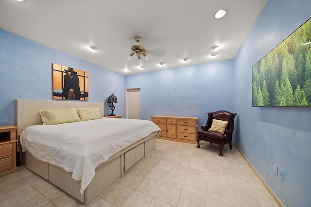 1835 Alicia Way, Clearwater, FL 33764 - bedroom featuring light tile patterned floors and ceiling fan