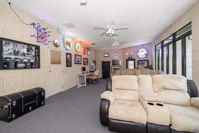1835 Alicia Way, Clearwater, FL 33764 - carpeted living room with ceiling fan