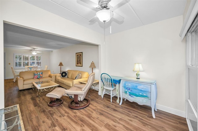 920 Virginia St Unit 204, Dunedin, FL 34698 - living room featuring ceiling fan and wood finished floors