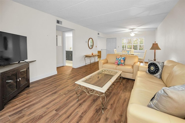 920 Virginia St Unit 204, Dunedin, FL 34698 - living room featuring wood finished floors and ceiling fan