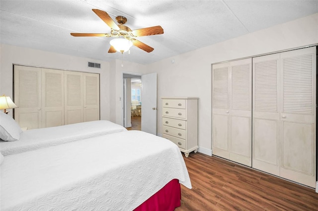920 Virginia St Unit 204, Dunedin, FL 34698 - bedroom with wood finished floors, ceiling fan, and two closets
