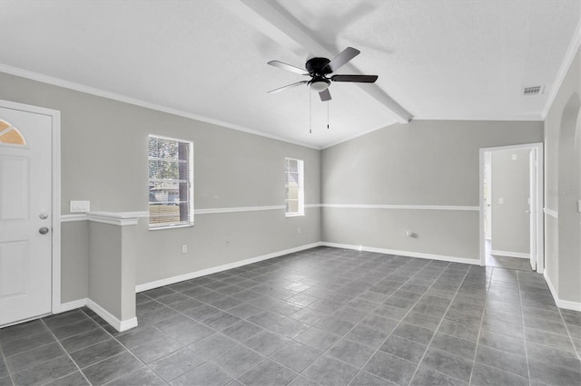 271 Eastpoint Ct, Spring Hill, FL 34606 - foyer entrance featuring dark tile patterned flooring, ceiling fan, and crown molding