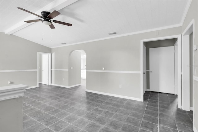 271 Eastpoint Ct, Spring Hill, FL 34606 - tiled spare room featuring arched walkways, ceiling fan, and crown molding