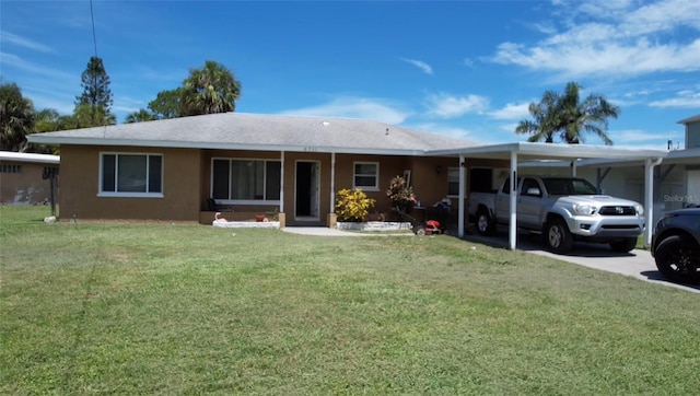 6711 Arroyo Dr, New Port Richey, FL 34652 - single story home featuring a front lawn, an attached carport, stucco siding, and driveway