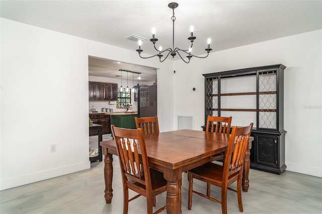 11414 Donneymoor Dr, Riverview, FL 33569 - dining area featuring a chandelier and finished concrete floors