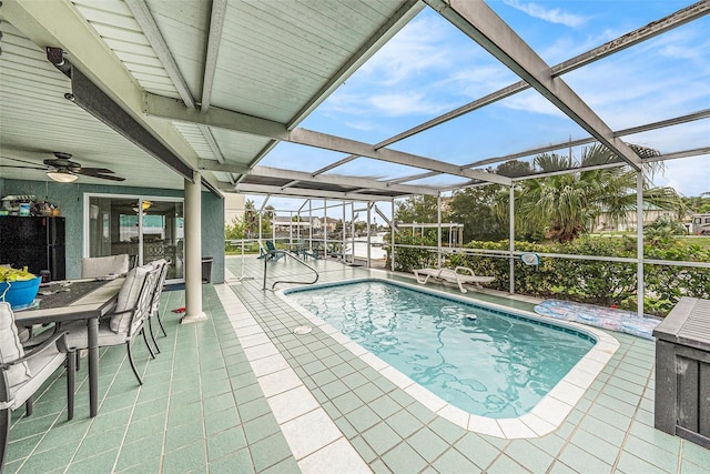 15525 Old Dixie Hwy, Hudson, FL 34667 - outdoor pool featuring a patio, a lanai, and ceiling fan