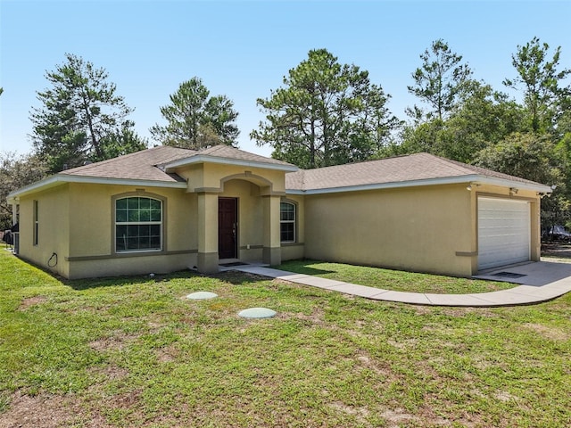 14509 Mayer Ave, Hudson, FL 34669 - single story home with stucco siding, roof with shingles, and a front lawn
