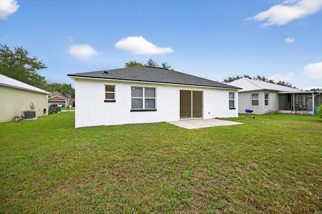 1760 Mountclair Ct, Mount Dora, FL 32757 - rear view of property with a patio, a yard, stucco siding, and a sunroom