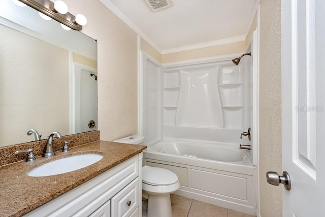 200 Country Club Dr Unit 1402, Largo, FL 33771 - bathroom with vanity, tile patterned floors, shower / bathtub combination, and crown molding
