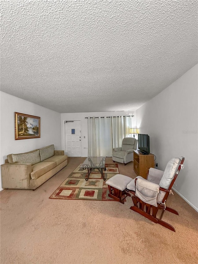 2460 Persian Dr Unit 44, Clearwater, FL 33763 - living room featuring a textured ceiling and carpet floors