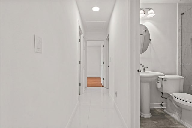 210 Lake Hobbs Rd, Lutz, FL 33548 - bathroom with tile patterned floors and tiled shower