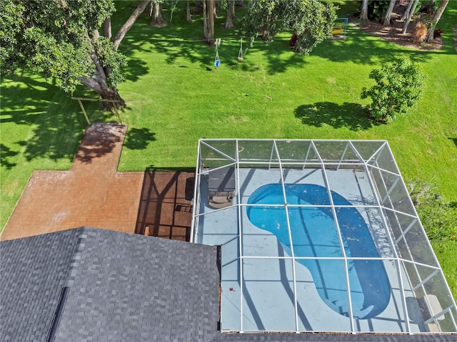 210 Lake Hobbs Rd, Lutz, FL 33548 - bird's eye view of a pool
