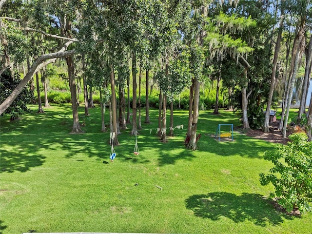 210 Lake Hobbs Rd, Lutz, FL 33548 - view of property's community featuring a yard and view of wooded area