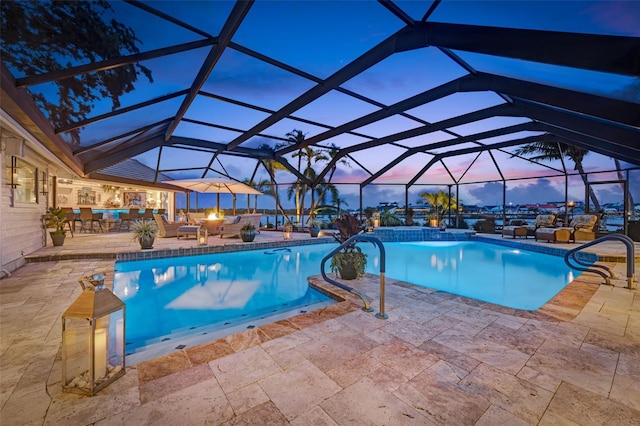 6605 Seabird Way, Apollo Beach, FL 33572 - swimming pool with a patio, a lanai, and an outdoor hangout area