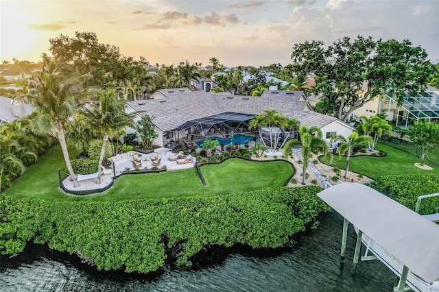 6605 Seabird Way, Apollo Beach, FL 33572 - aerial view at dusk of a water view
