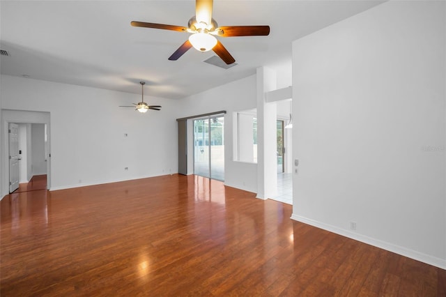 3612 Covington Dr, Holiday, FL 34691 - unfurnished living room with a ceiling fan and wood finished floors