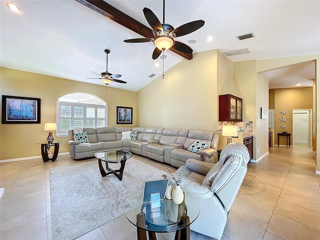 1358 Forestedge Blvd, Oldsmar, FL 34677 - living room with ceiling fan and light tile patterned floors