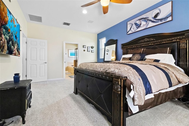 317 Royal Bonnet Dr, Apollo Beach, FL 33572 - carpeted bedroom featuring a ceiling fan and ensuite bathroom