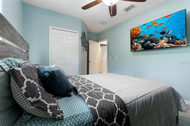 317 Royal Bonnet Dr, Apollo Beach, FL 33572 - bedroom featuring a closet and ceiling fan