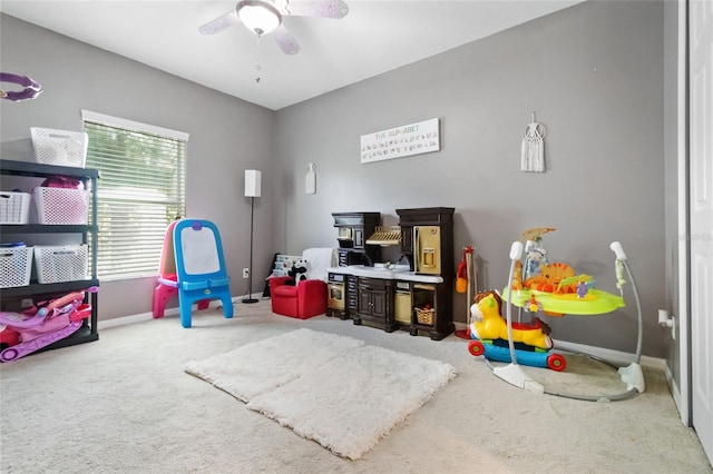 317 Royal Bonnet Dr, Apollo Beach, FL 33572 - game room with carpet flooring and ceiling fan