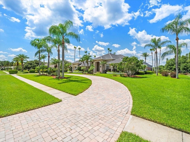 4521 Cheval Blvd, Lutz, FL 33558 - view of home's community with curved driveway and a yard