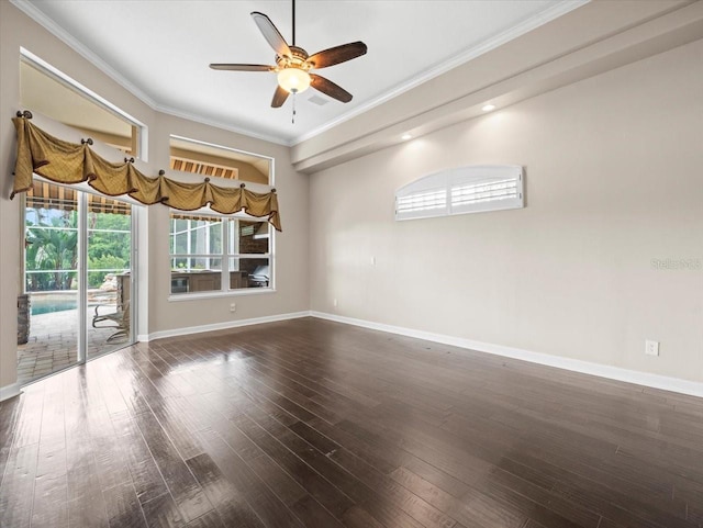 4521 Cheval Blvd, Lutz, FL 33558 - spare room with a ceiling fan, plenty of natural light, hardwood / wood-style floors, and crown molding