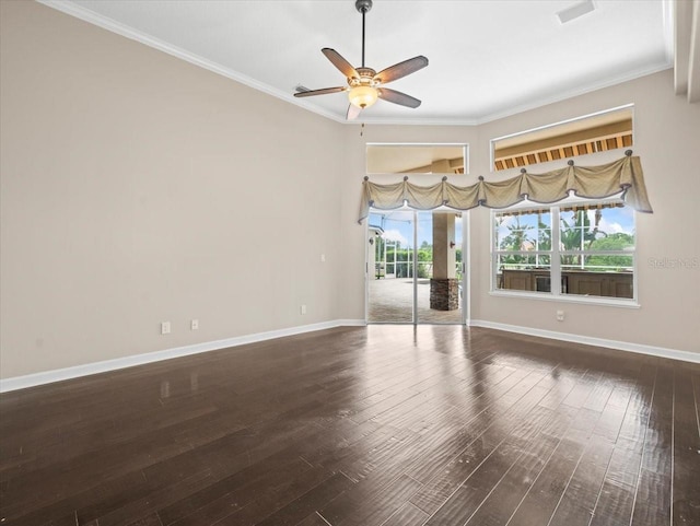 4521 Cheval Blvd, Lutz, FL 33558 - empty room featuring a ceiling fan, crown molding, and wood finished floors